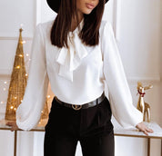 Elegant Long Sleeve Blouse with Bow Detail