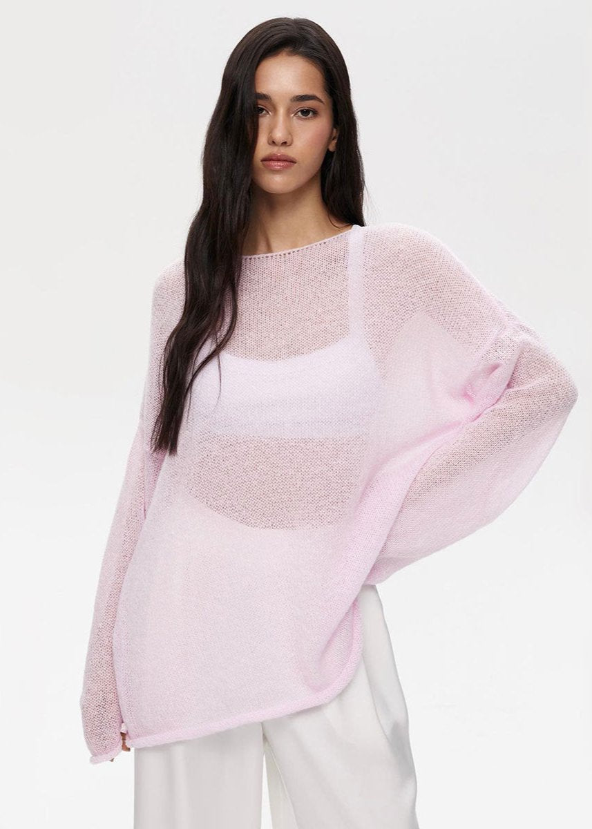 Sheer Pastel Pink Knit Sweater