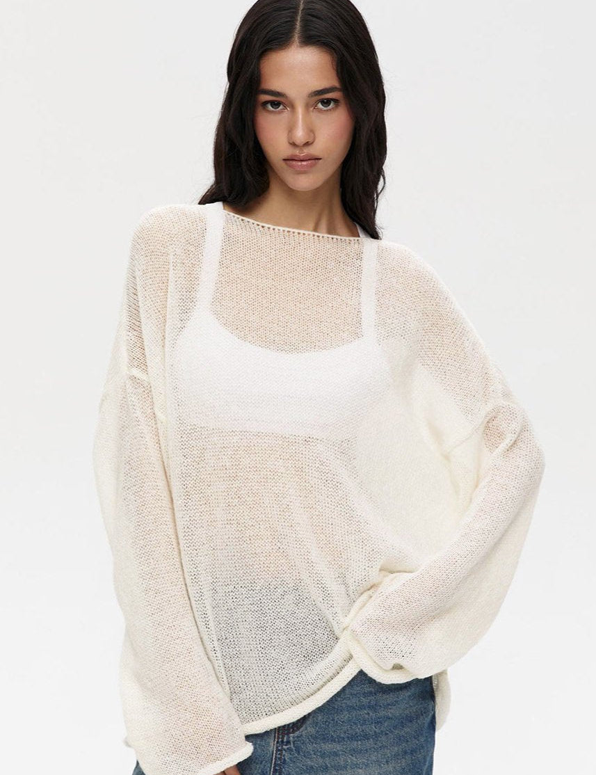 Sheer Pastel Pink Knit Sweater