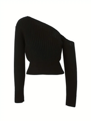 Off Shoulder Ribbed Sweater