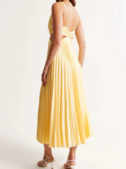 Yellow Pleated Maxi Dress