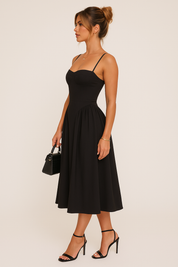 Pleated Skater Midaxi Dress