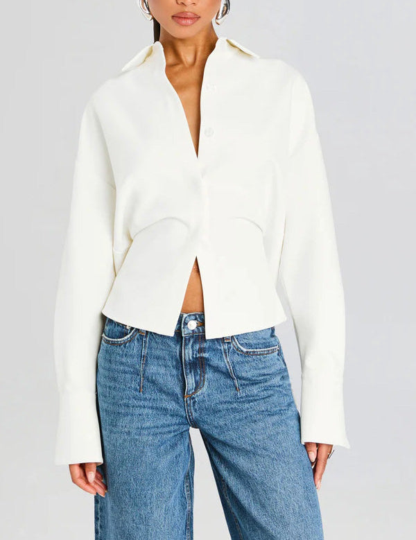 Draped Button Down Shirt