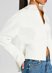 Draped Button Down Shirt