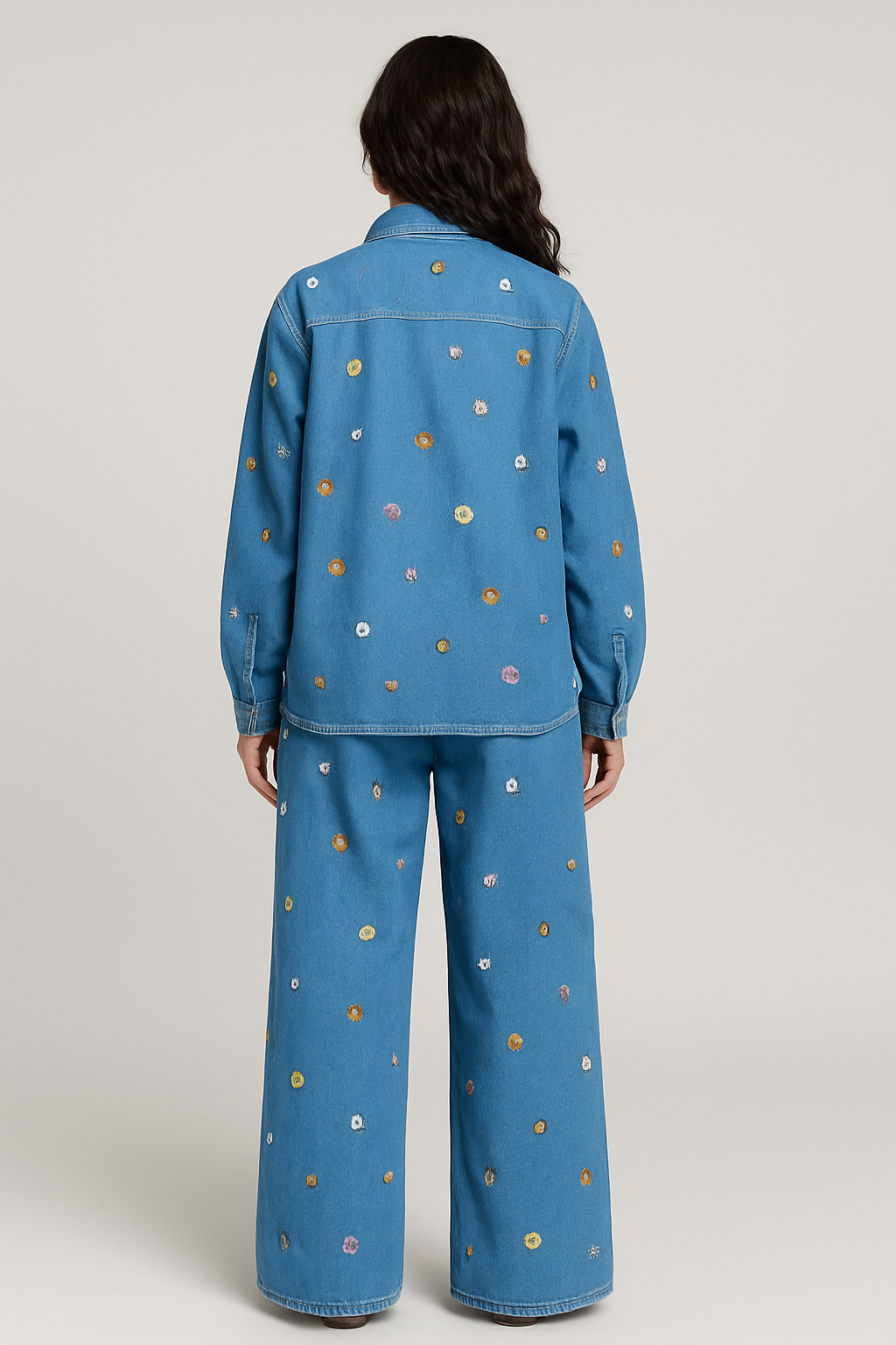 Rhinestone Embellished Denim Set