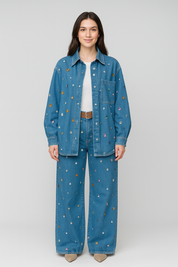 Rhinestone Embellished Denim Set