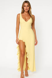 Ruched V-neck Maxi Dress