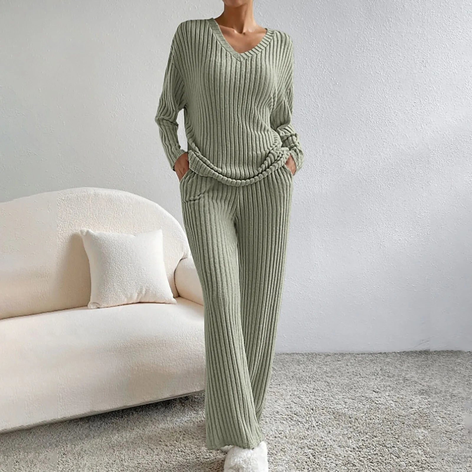 Evangeline Ribbed Knit Lounge Set