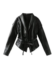 Faux Leather Wrap Jacket
