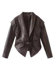Faux Leather Wrap Jacket
