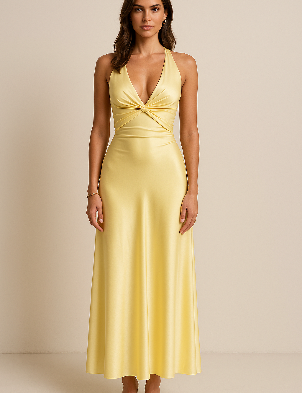 Satin Halter Maxi Gown