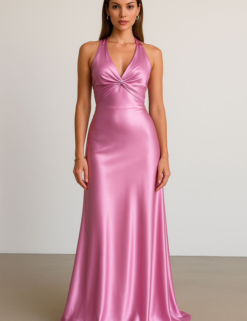 Satin Halter Maxi Gown
