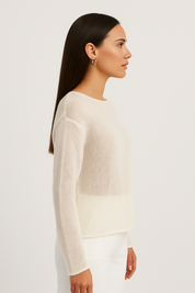 Sheer Textured Knit Sweater