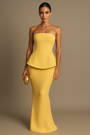 Yellow Strapless Maxi Dress