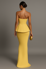Yellow Strapless Maxi Dress