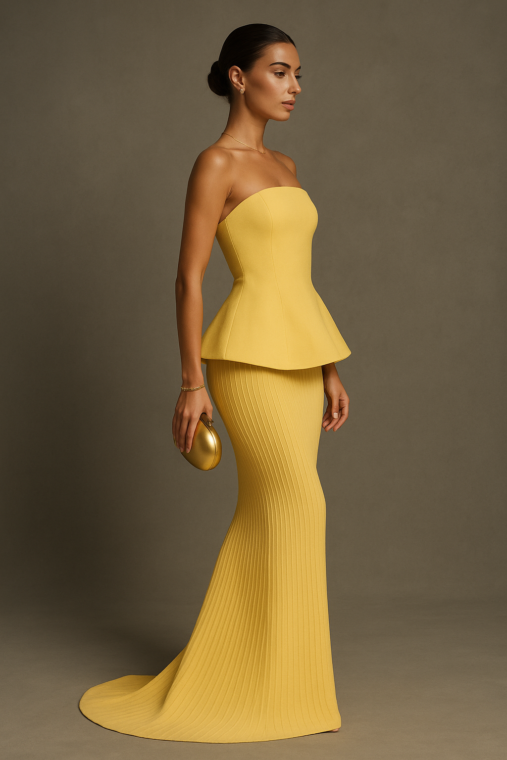 Yellow Strapless Maxi Dress