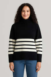 Striped Mock Neck Sweater
