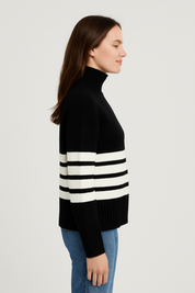 Striped Mock Neck Sweater