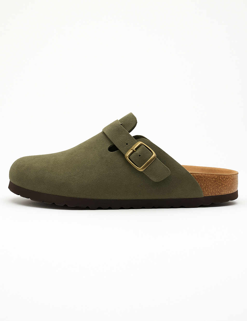 Suede Clogs with Cork Footbed