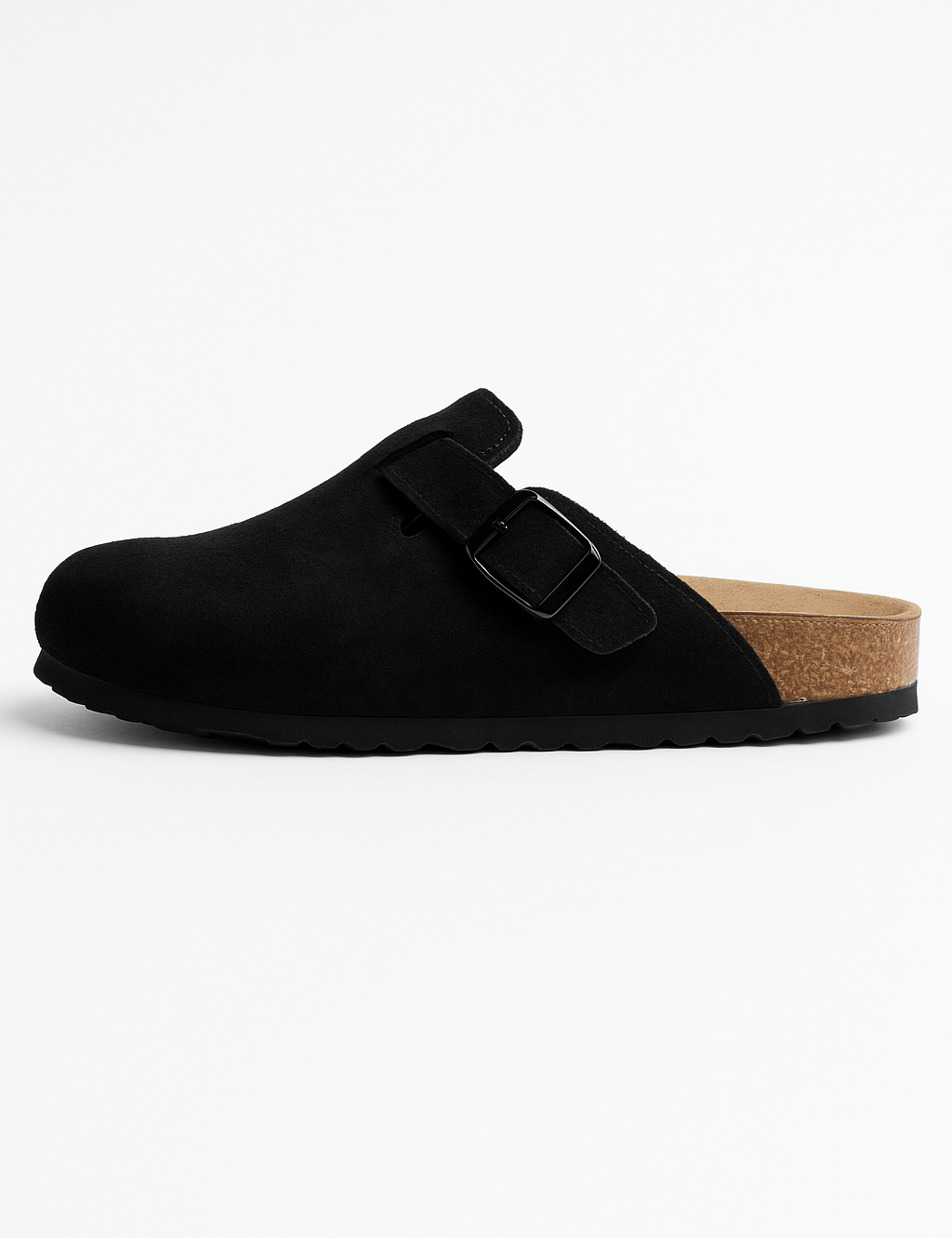 Suede Clogs with Cork Footbed