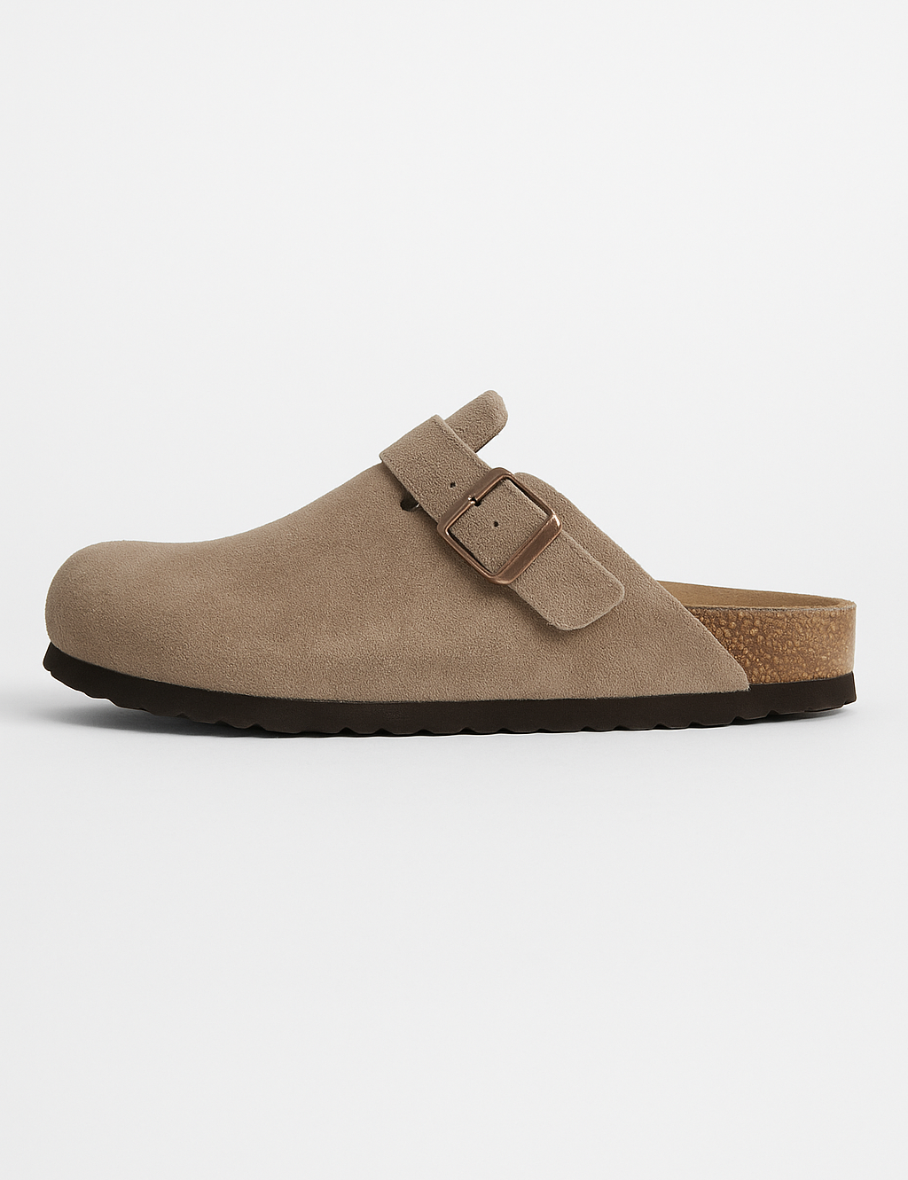 Suede Clogs with Cork Footbed