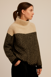 The Eireann Cashmere Chevron Turtleneck