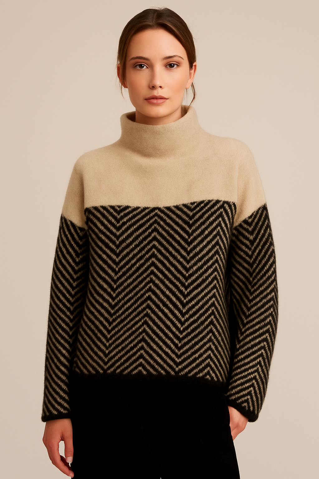 The Eireann Cashmere Chevron Turtleneck