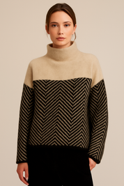 The Eireann Cashmere Chevron Turtleneck