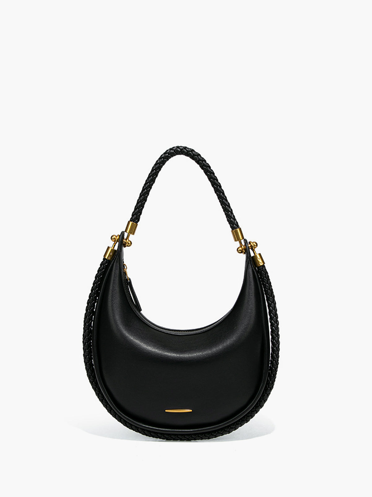 Braided Handle Crescent Shoulder Bag