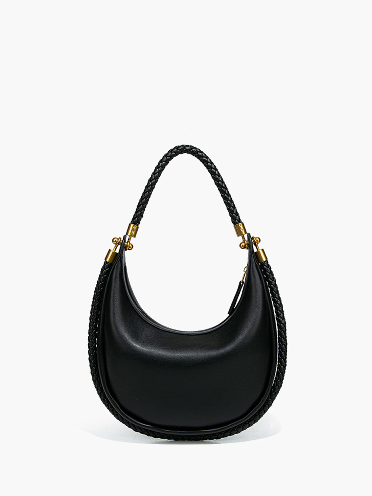 Braided Handle Crescent Shoulder Bag