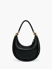 Braided Handle Crescent Shoulder Bag
