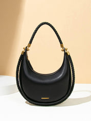 Braided Handle Crescent Shoulder Bag