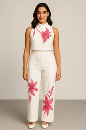 Two-Piece Jumpsuit Flower Set