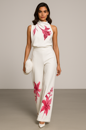 Two-Piece Jumpsuit Flower Set