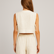Utility Linen Wide-Leg Two-Piece Set