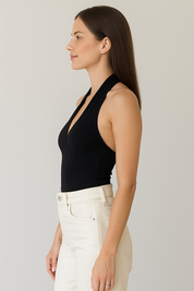 V-Neck Halter Open Back Tank Top