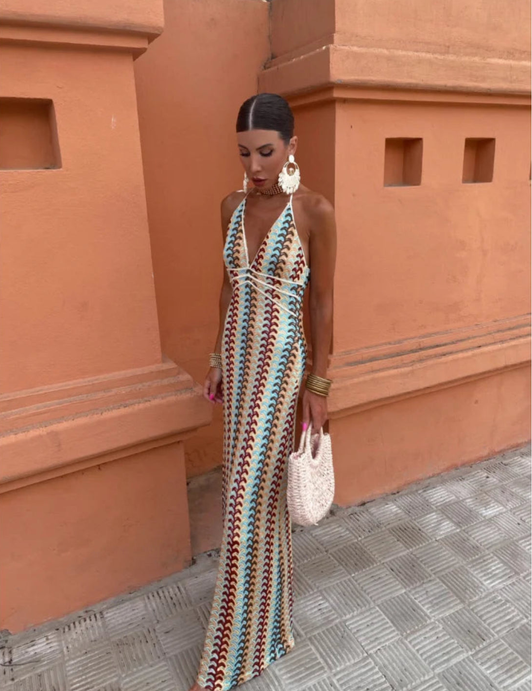 Crochet Halterneck Maxi Dress