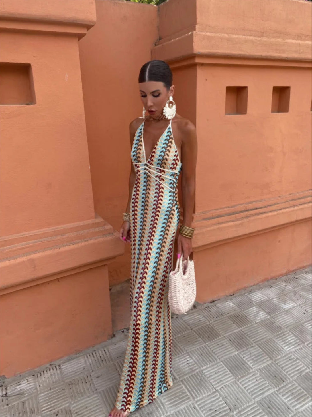 Crochet Halterneck Maxi Dress