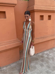 Crochet Halterneck Maxi Dress
