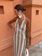 Crochet Halterneck Maxi Dress