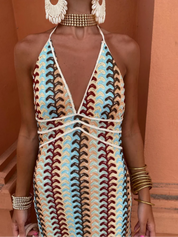 Crochet Halterneck Maxi Dress