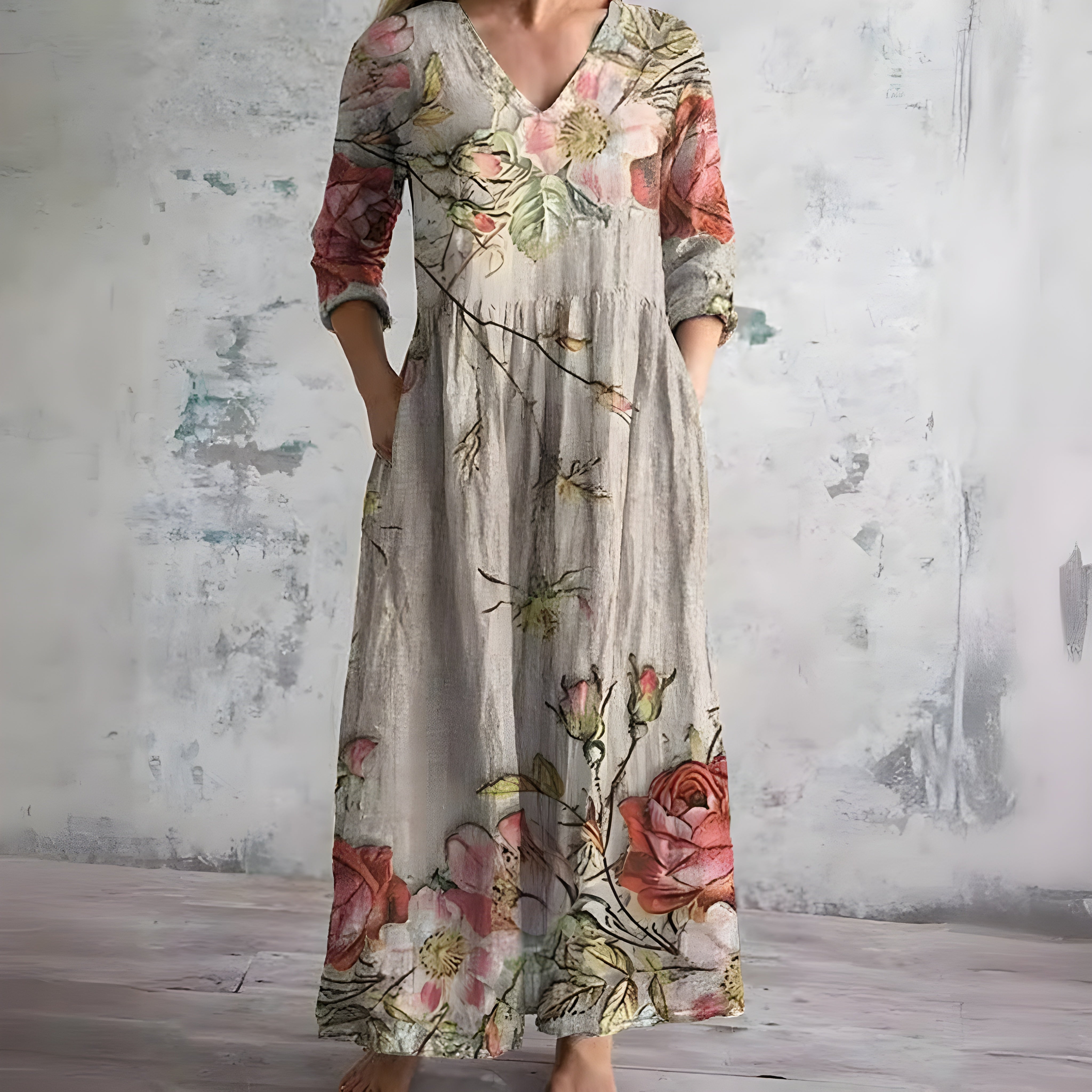 Flowy V-Neck Floral Maxi Dress
