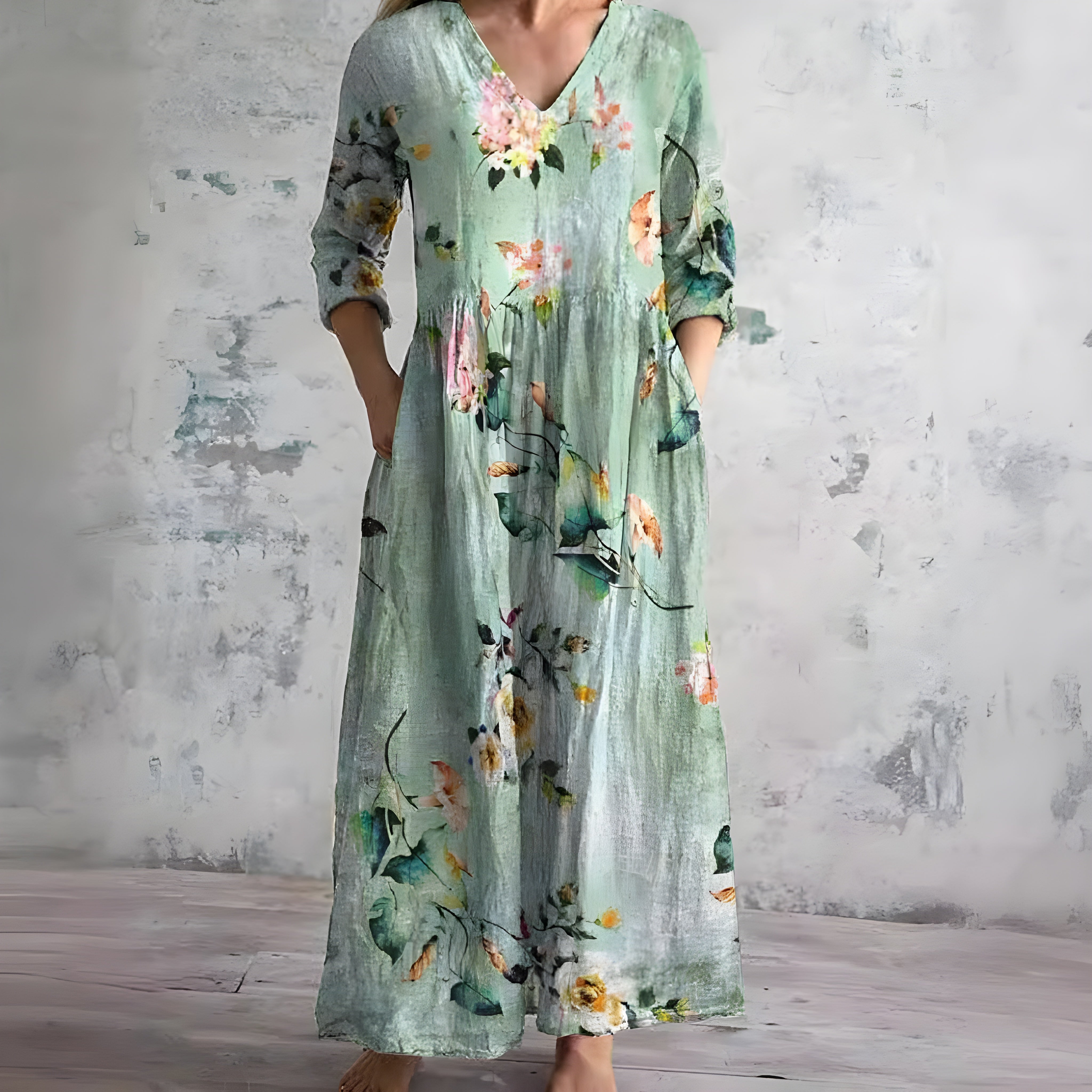 Flowy V-Neck Floral Maxi Dress