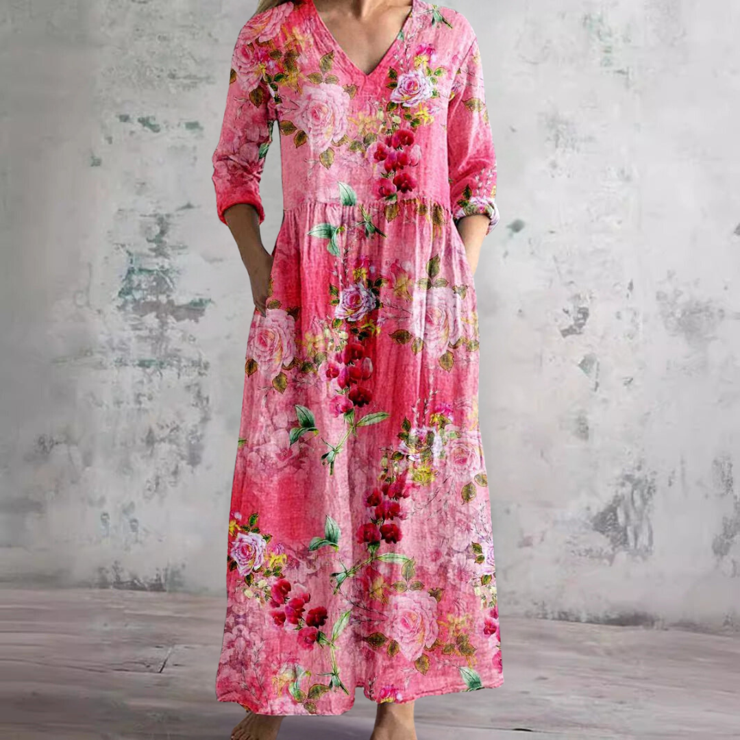 Flowy V-Neck Floral Maxi Dress