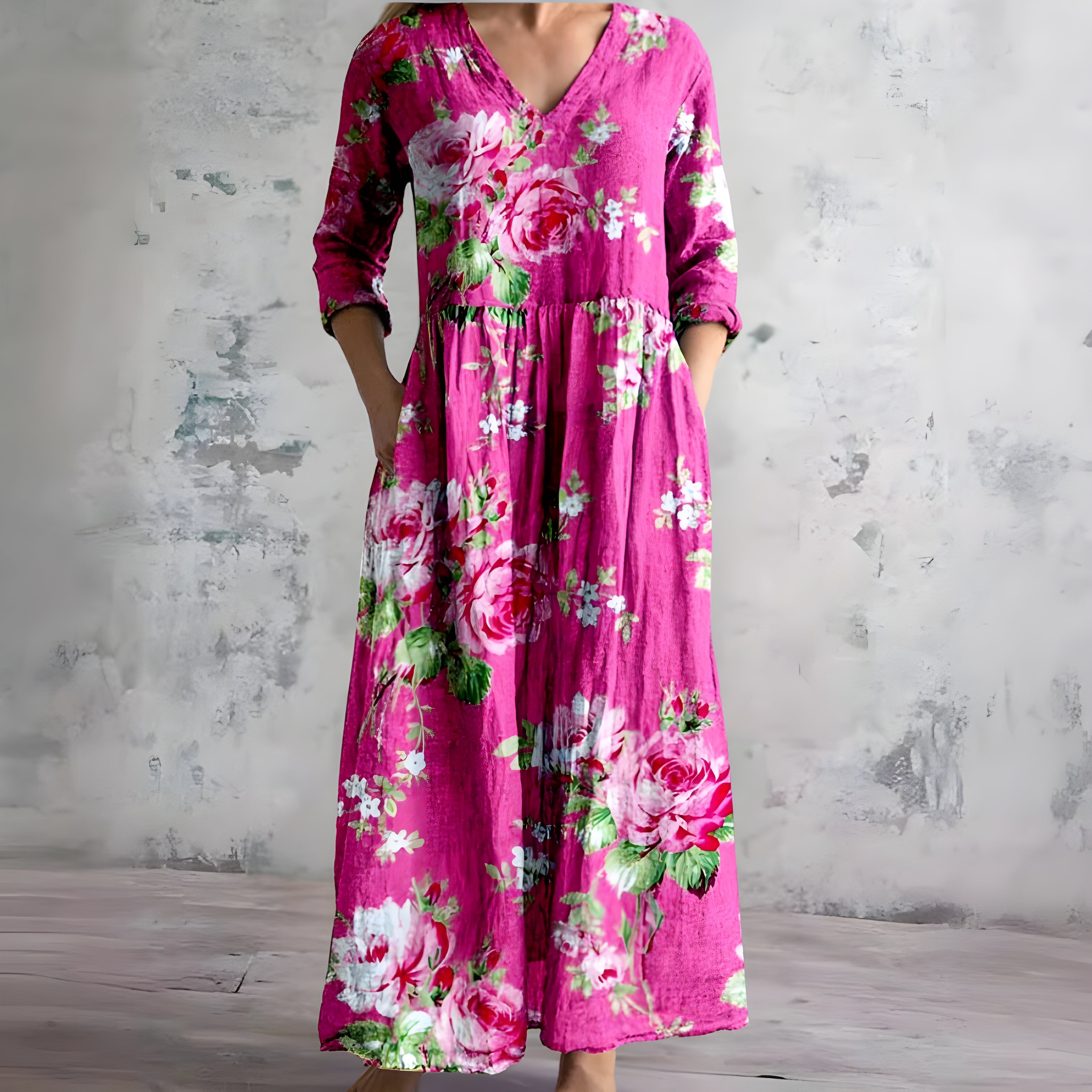 Flowy V-Neck Floral Maxi Dress