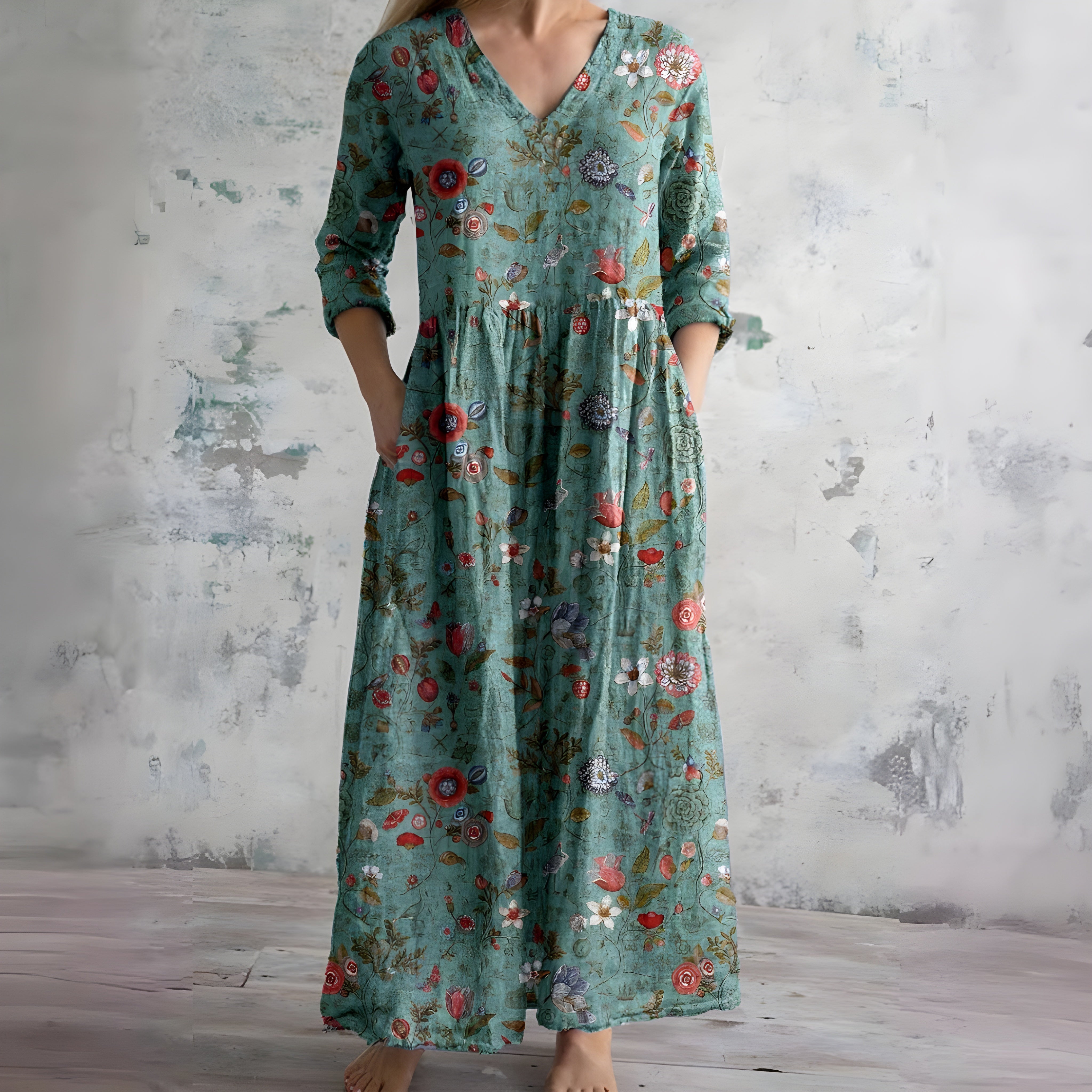Flowy V-Neck Floral Maxi Dress