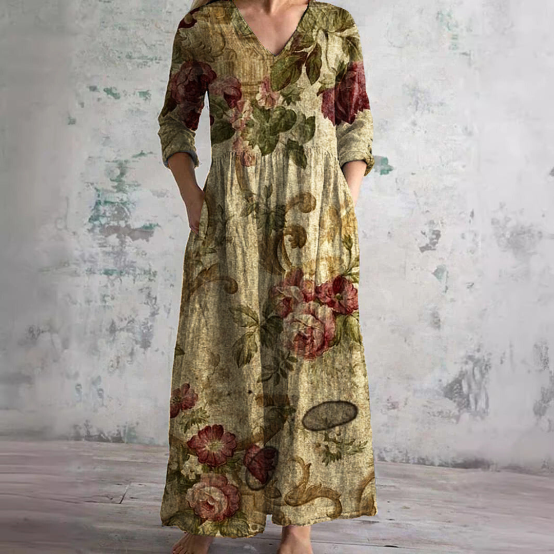 Flowy V-Neck Floral Maxi Dress