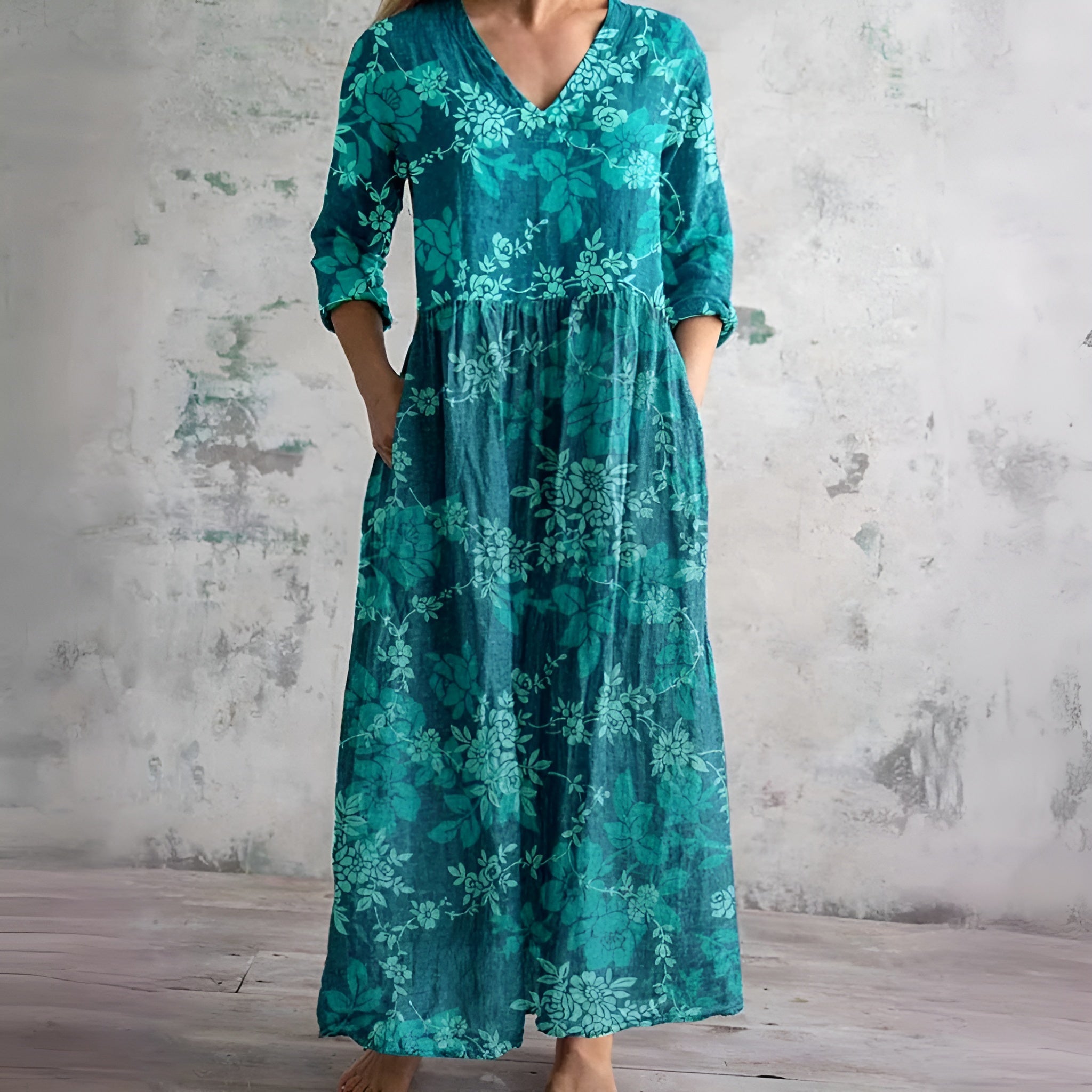 Flowy V-Neck Floral Maxi Dress